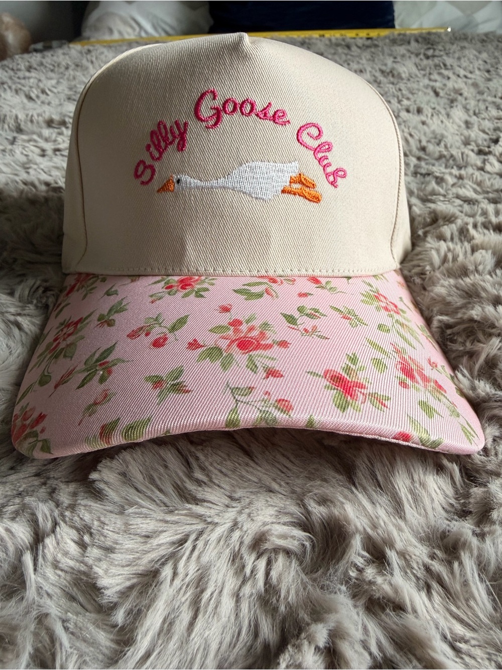 Zenana Silly Goose Club Floral Pink Hat